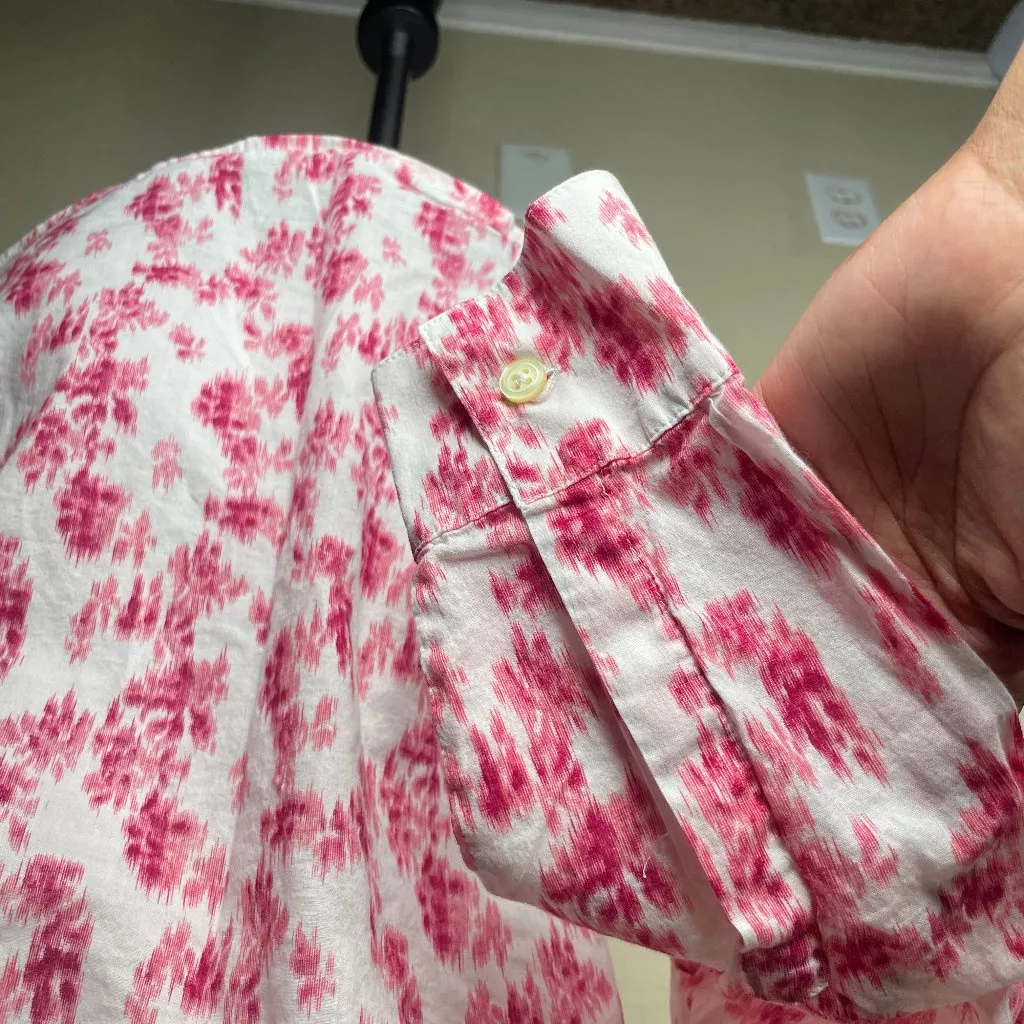 100% Cotton Floral Print Roll Tab Long Sleeve Blouse Sz Small - Image 5