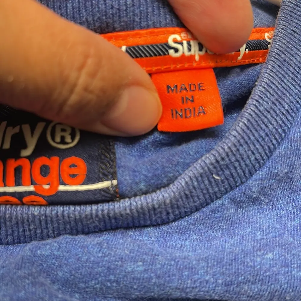 Superdry The Orange Label Tee Blue Shirt Embroider Logo on Chest Size Large EUC - Image 6