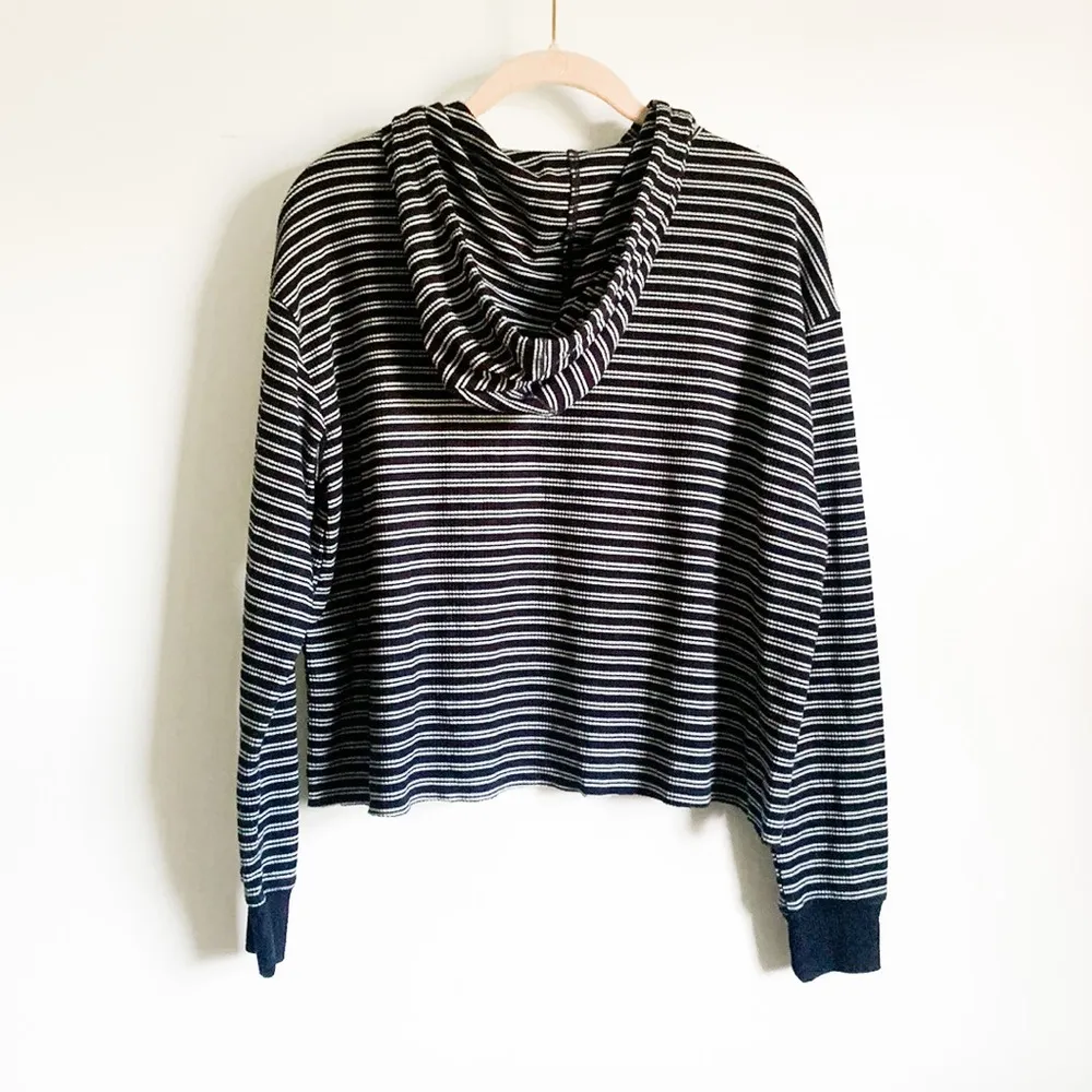 Hollister Must have collection Navy Striped Waffle Knit Hoodie - Image 10