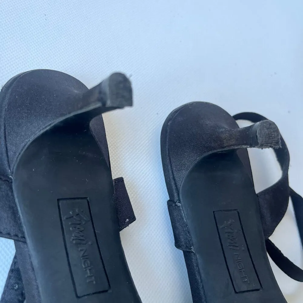 Fioni Nights Satin Kitten Heel Sandals Womens Size 8.5 Strappy Y2K Glam Cocktail Black - Image 13