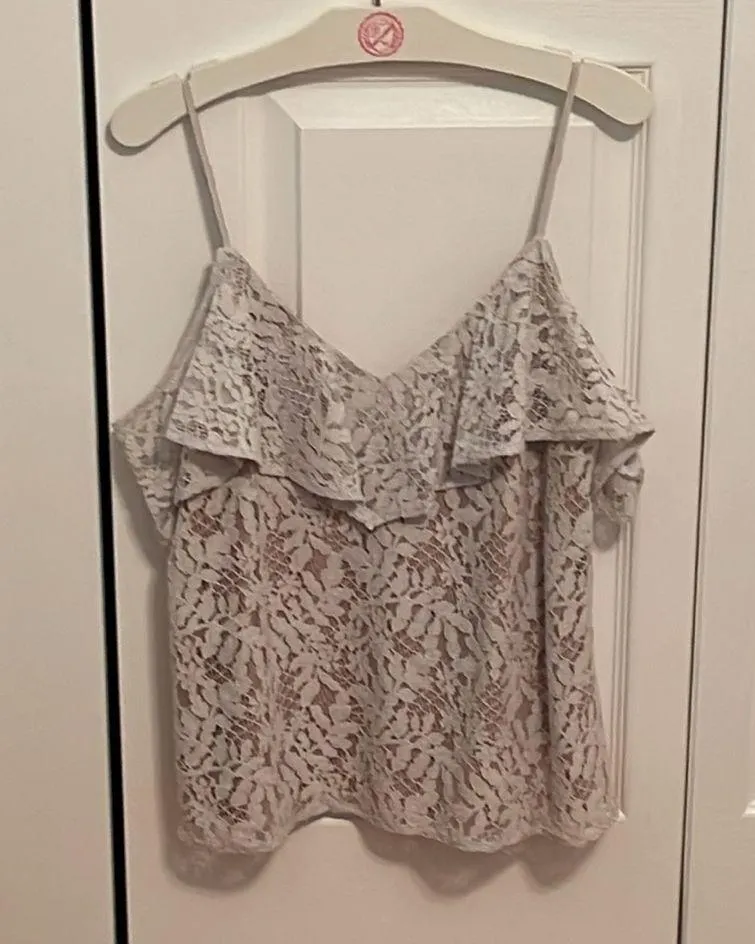 WAYF White Lace Off The Shoulder Top - Image 2