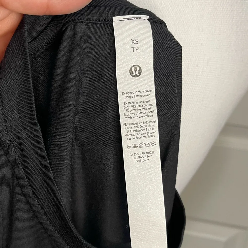Lululemon Long Cotton CrewNeck Tank Top Black Size XSmall - Image 9