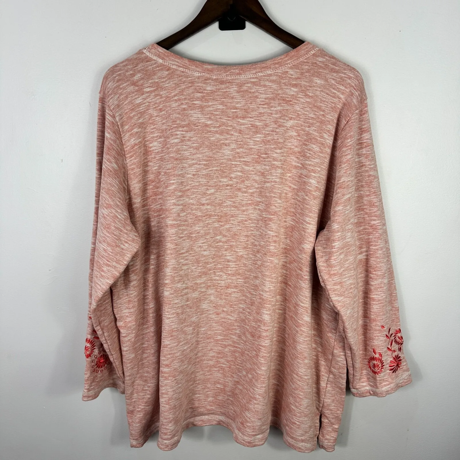 Woman Within Floral Embroidered Top Womens Plus 1X Pink Boho Cottage Romantic - Image 7