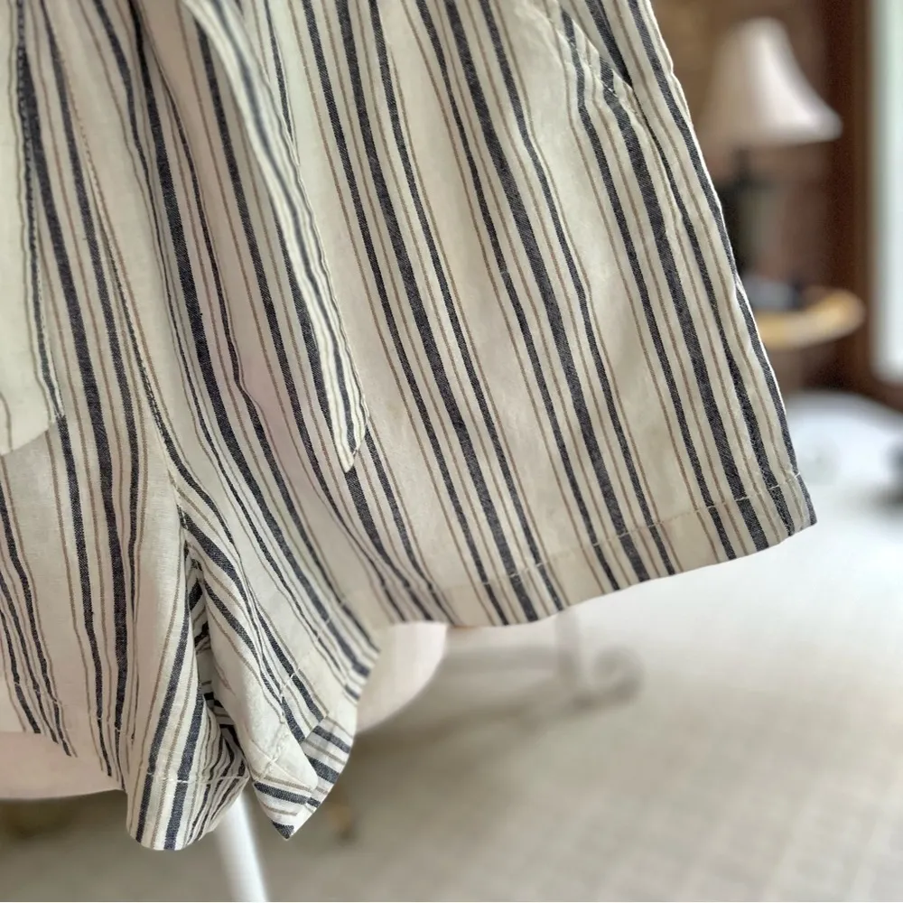 A.N.A. Shorts Paperbag Striped Ivory Blue High Waist M Belted - Image 7