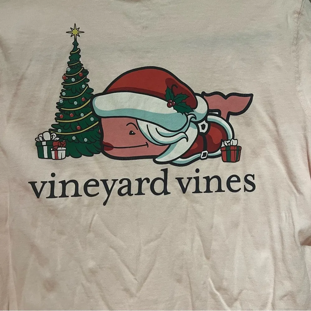 Vineyard Vines Pink Christmas Whale Print Long Sleeve Top - Image 3