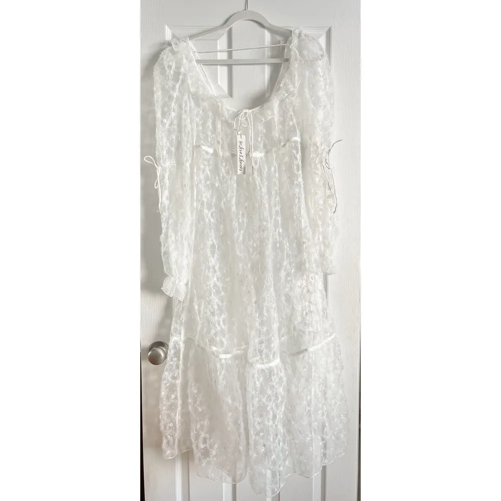 For Love & Lemons Kalea Sheath Midi Dress Women's Small Boho Wedding Bridal - Image 2