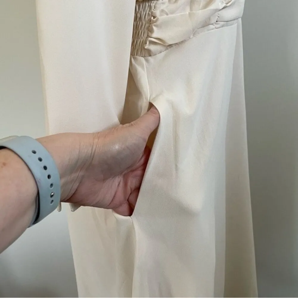 Roolee Ivory Dress Size MEDIUM with 3/4 Sleeves | Shirred Waist |Yoke Detail Top - Image 6