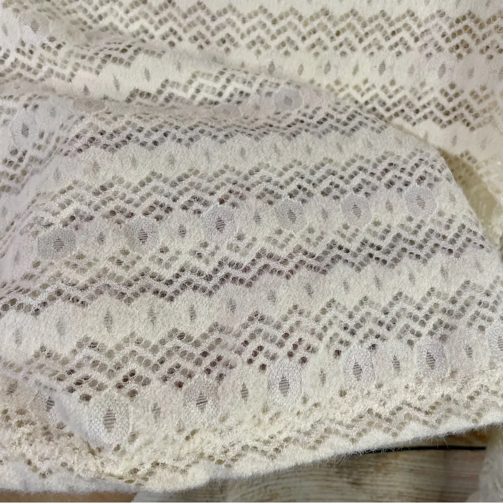 semi-sheer mock neck soft long sleeve beige top women Size Large - Image 12