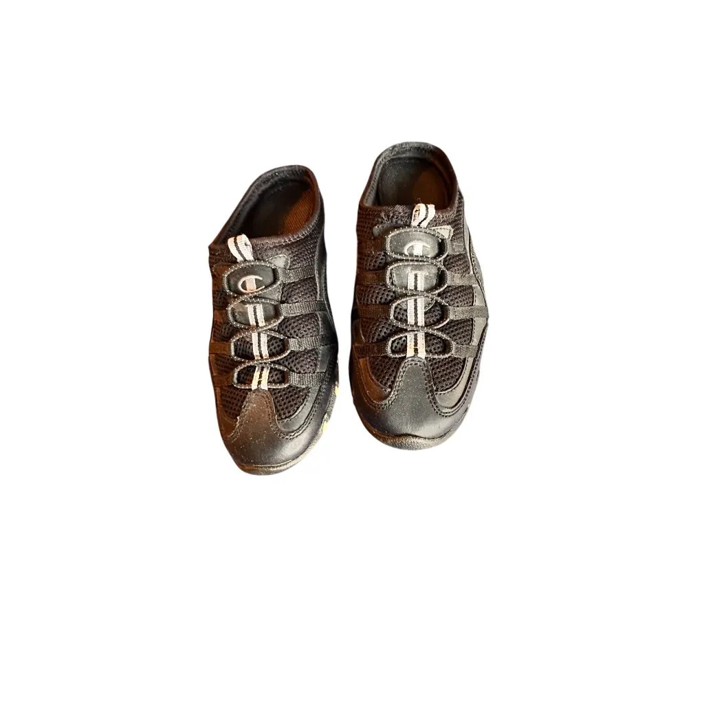 Champion  Size 9 Womens Black Sneakers Mesh Leather Casual Walking Shoes - Image 2