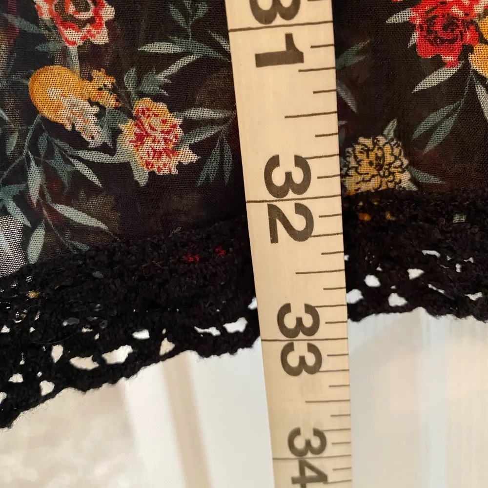 Suzy Shier Sleeveless Ruffle Floral Dress Black Red Yellow XL - Image 5