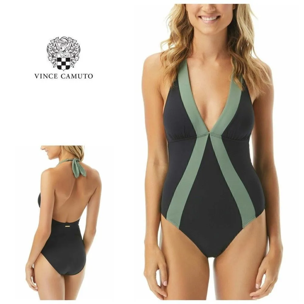 Vince Camuto deep sea color block swimsuit. Runs small. NWT - Image 2