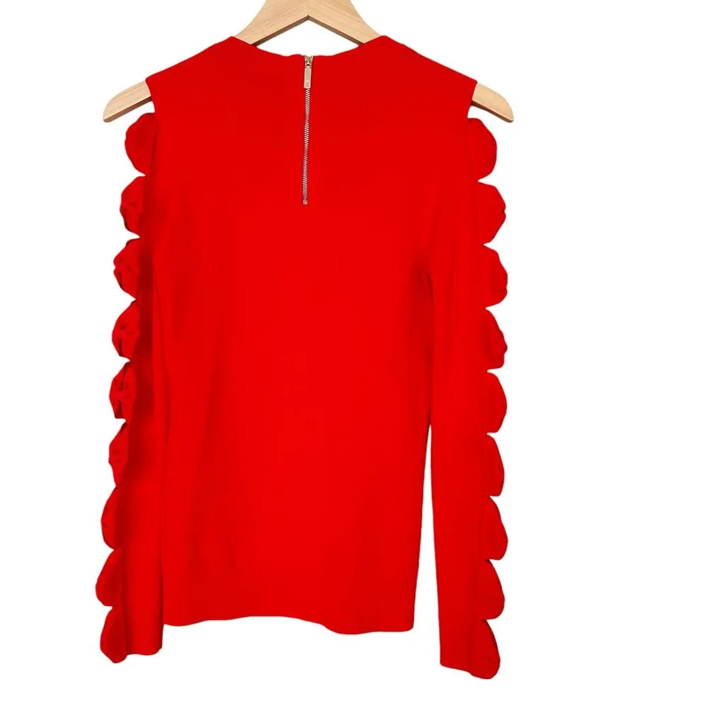 Ted Baker London Red Yonoh Long Sleeve Cut Out Blouse Sz 2 - Image 5