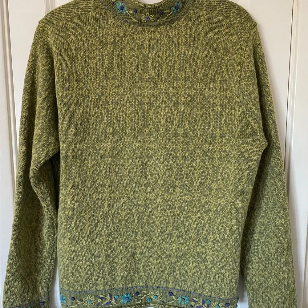 Vintage Nomadic Traders Full Zip Floral Embroidered Knit Sweater Jacket Size M - Image 3