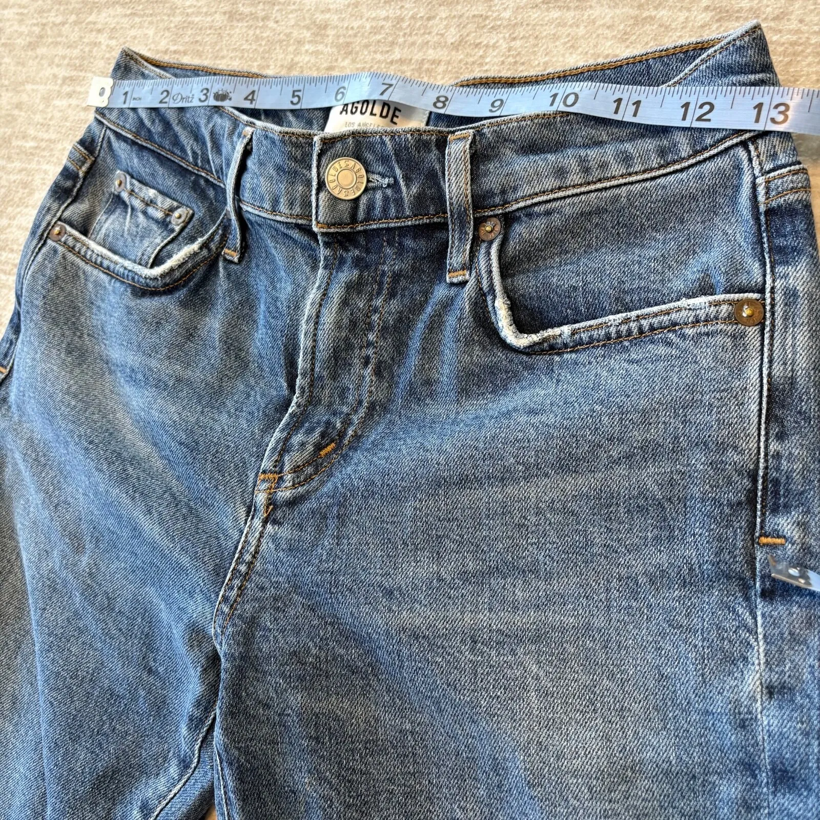 AGOLDE Toni Mid Rise Stretch Straight Ankle Jeans Blue Womens Size 24‎ - Image 3