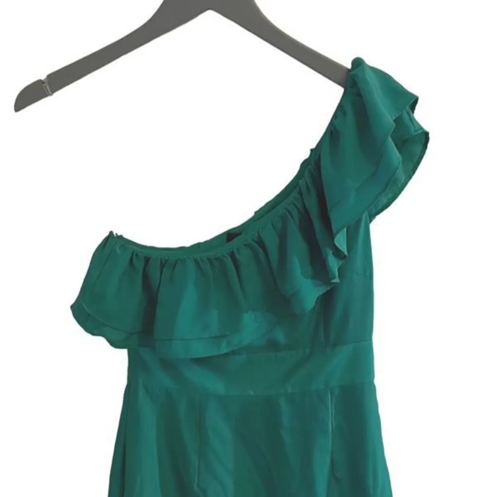 Forever‎ 21 One Shoulder Dress Ruffle Size Small Green - Image 2
