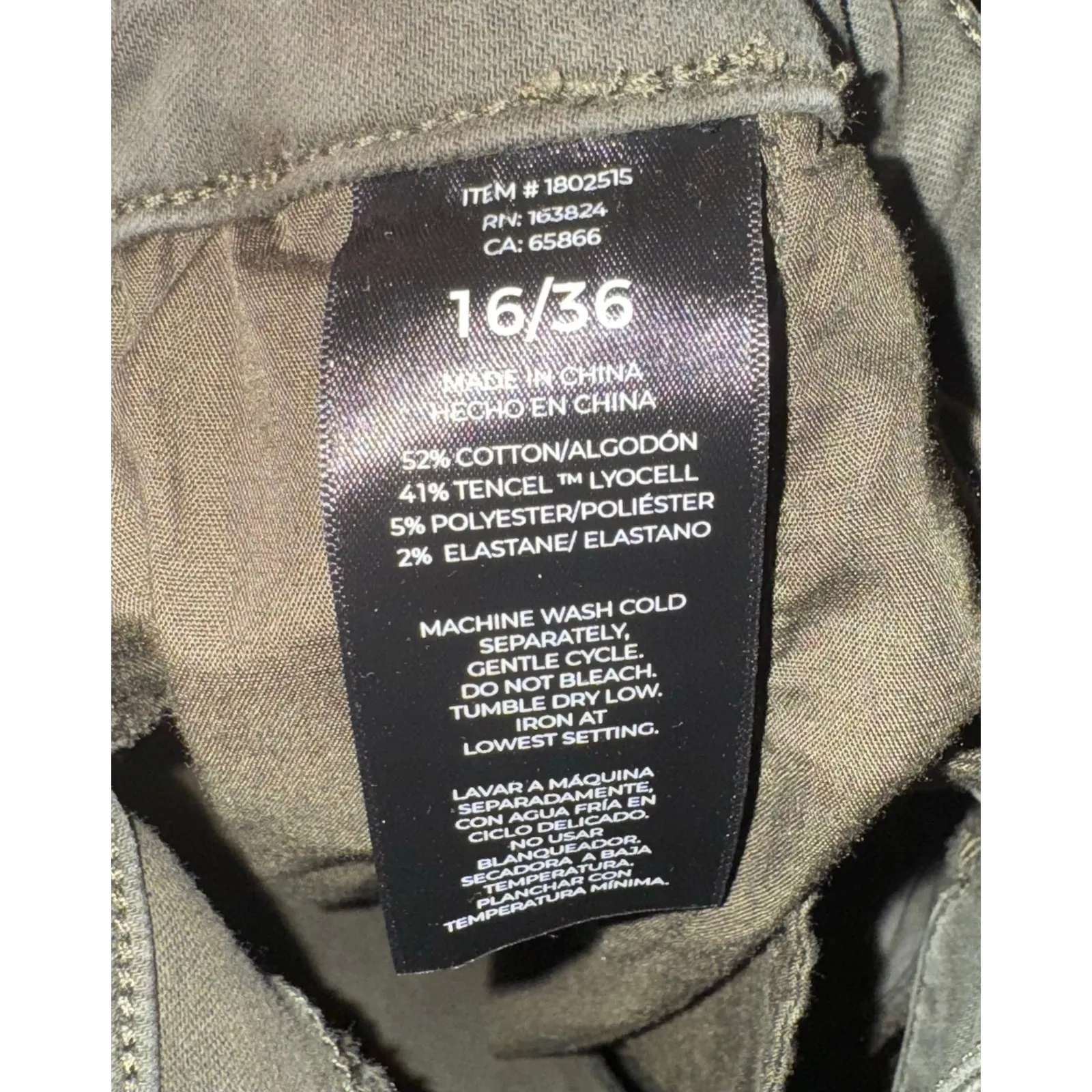 Well Worn Cargo Pants Womens 16 Utility Olive Green Straight Leg Comfort Stretch - Image 10