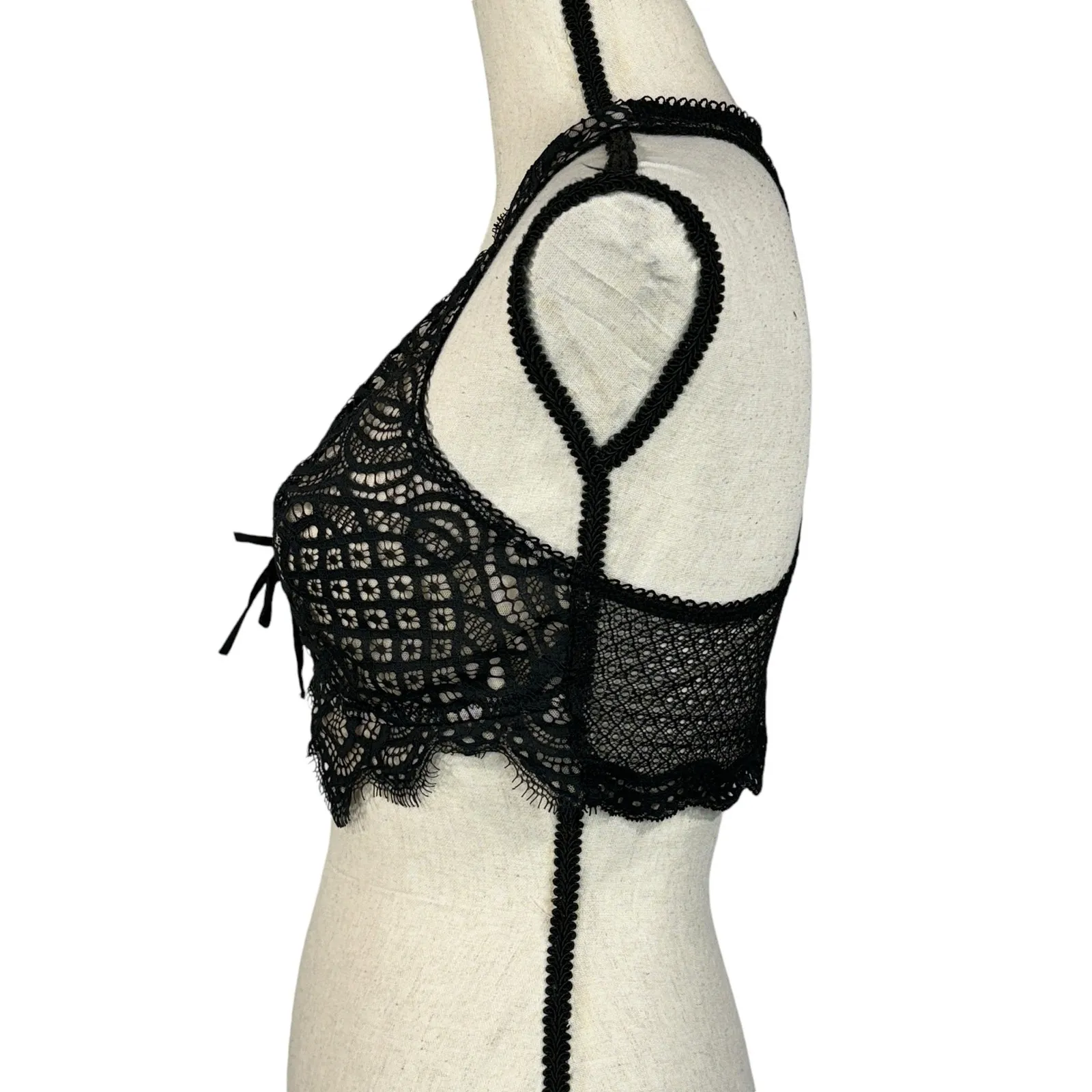 Victorias Secret Medium Dream Angels Bralette Racerback Lace Lightly Lined Black - Image 5