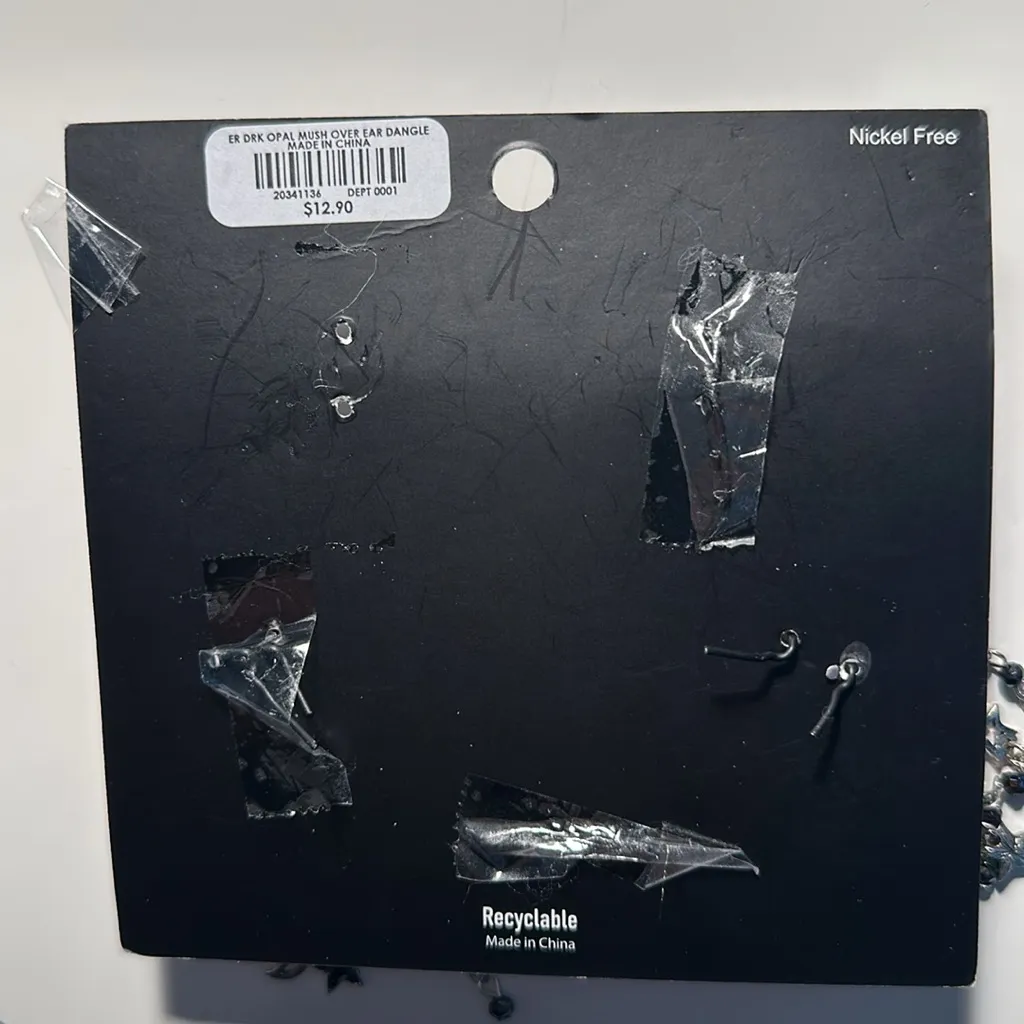 Dark Opal Mushroom Over the Ear Dangle Silver - Image 3