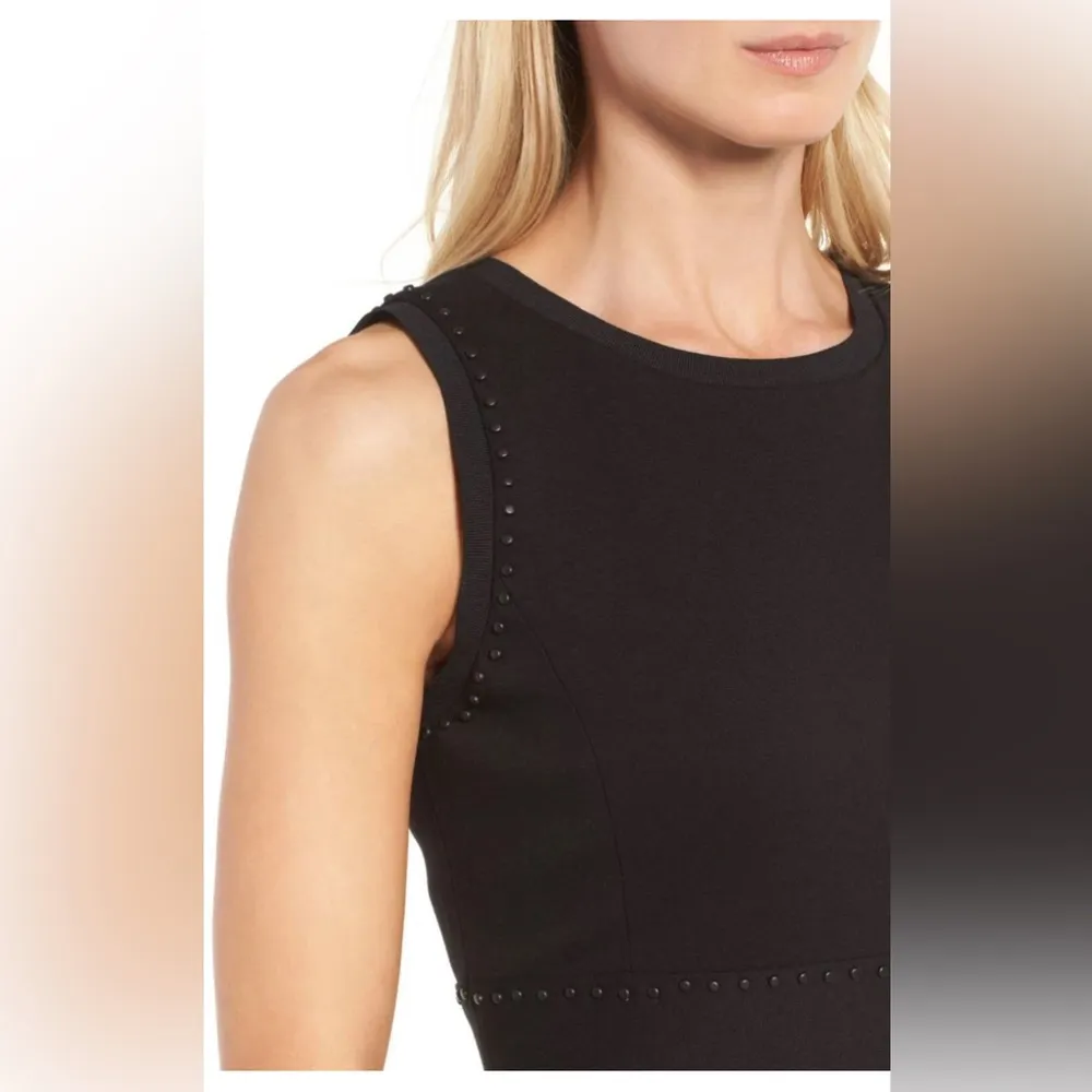 CLASSIQUES ENTIER Nordstrom Black Studded Italian Ponte Knit Skirt Dress 8 NWT - Image 2