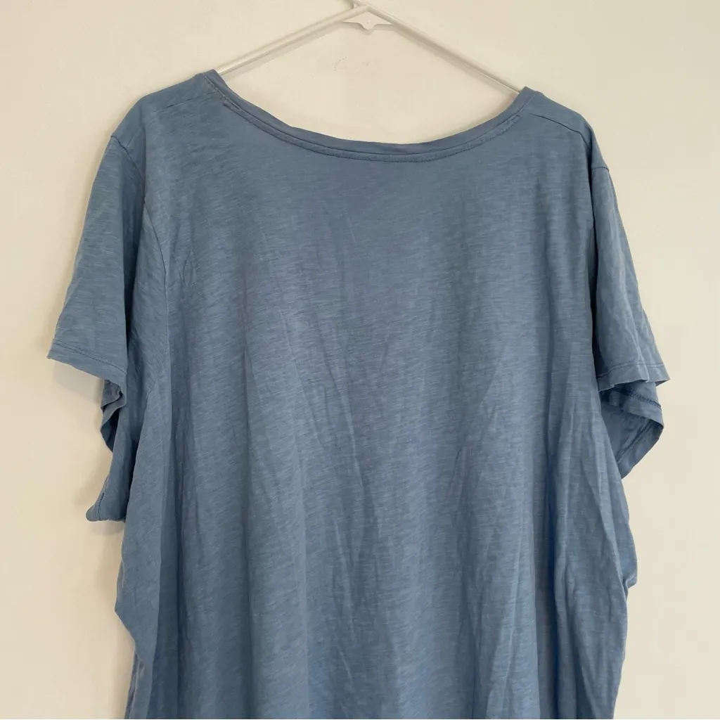 MADEWELL Plus Size V-Neck Short Sleeve T-Shirt Blue Slub Knit 100% Cotton Tee 3X - Image 14