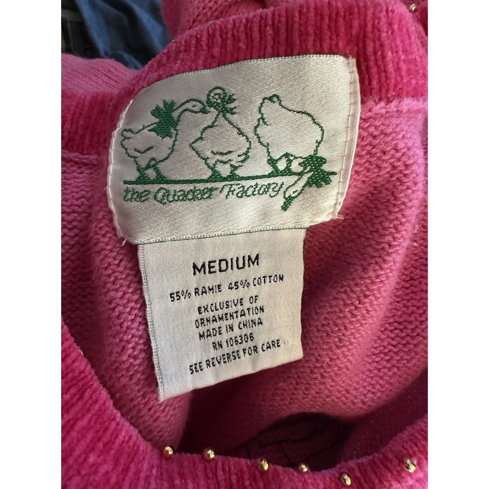 Quacker Factory Sweater Pink Snowman Sequins Long Sleeve Beaded Holidays Medium - Image 4