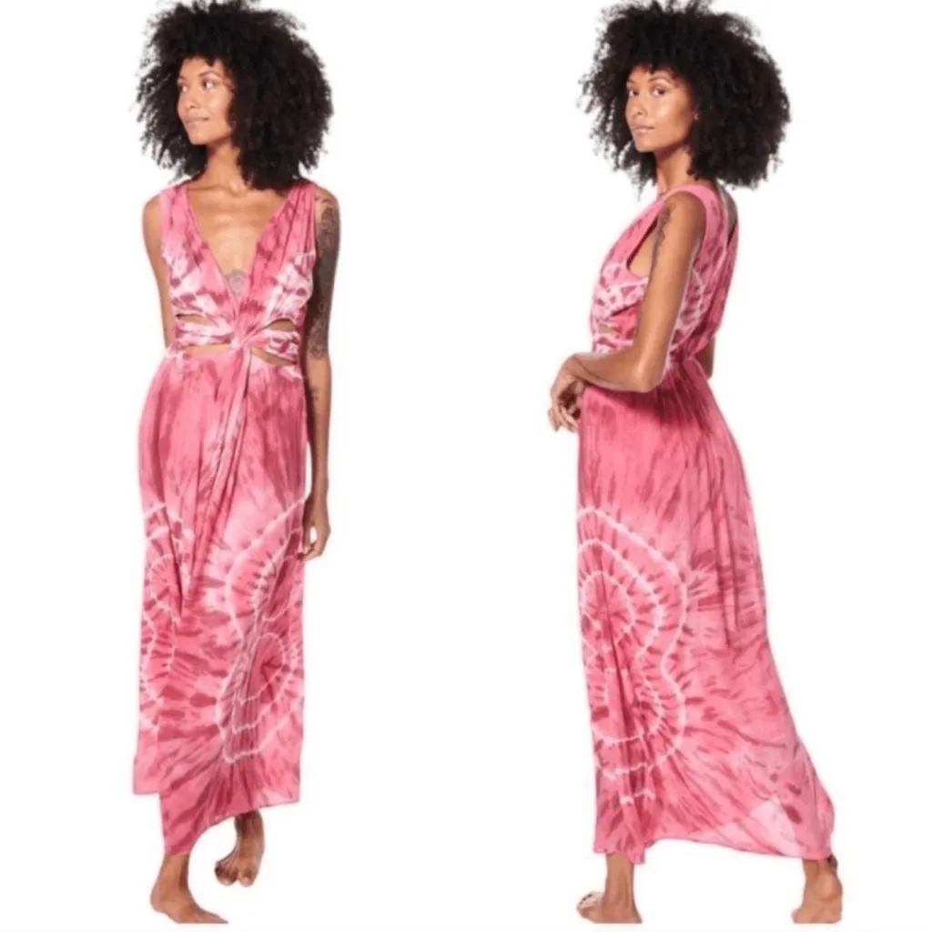 YFB Ypung Fabulous And Broke Amalia Cut Out Pink Tie Dye Maxi Dress NWOT - Image 3