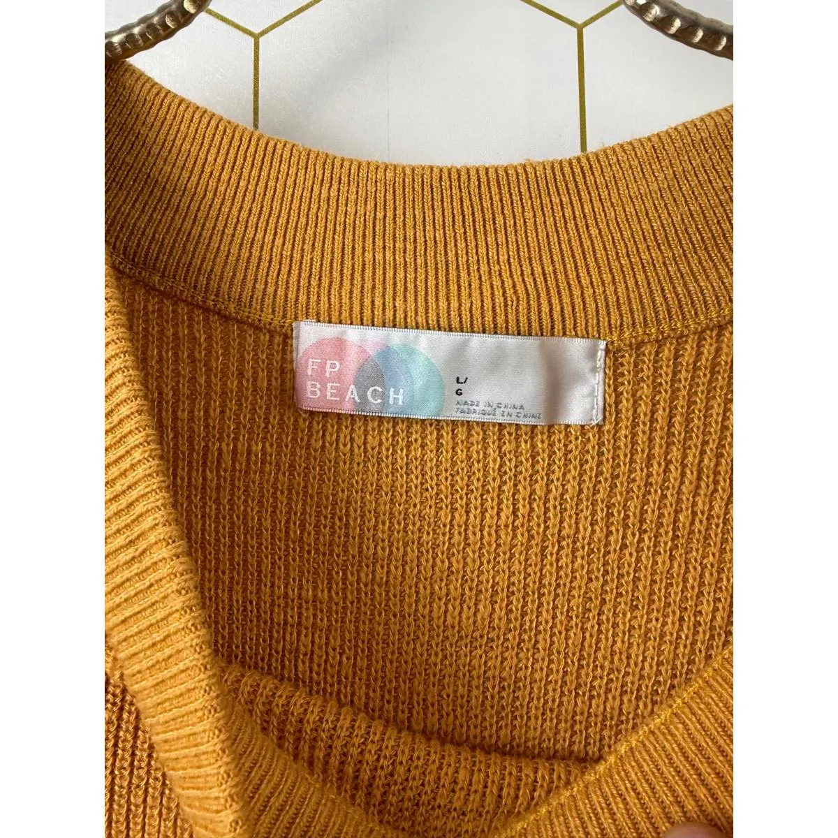 Free People Beach Mustard Oversized Tunic Crew Neck Sweater - Size - Large - Image 4