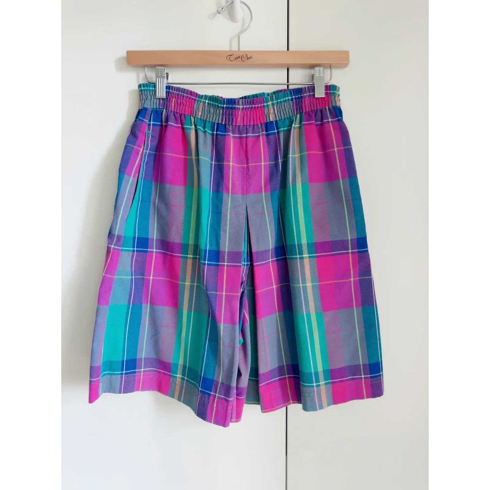VTG 80s Plaid High Waisted Mom Shorts Size M Colorful Preppy Summer Style Retro - Image 6