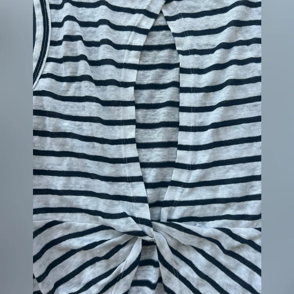 A.L.C. hannover open twist back Striped Black and White Tank Top 100% Linen S - Image 7