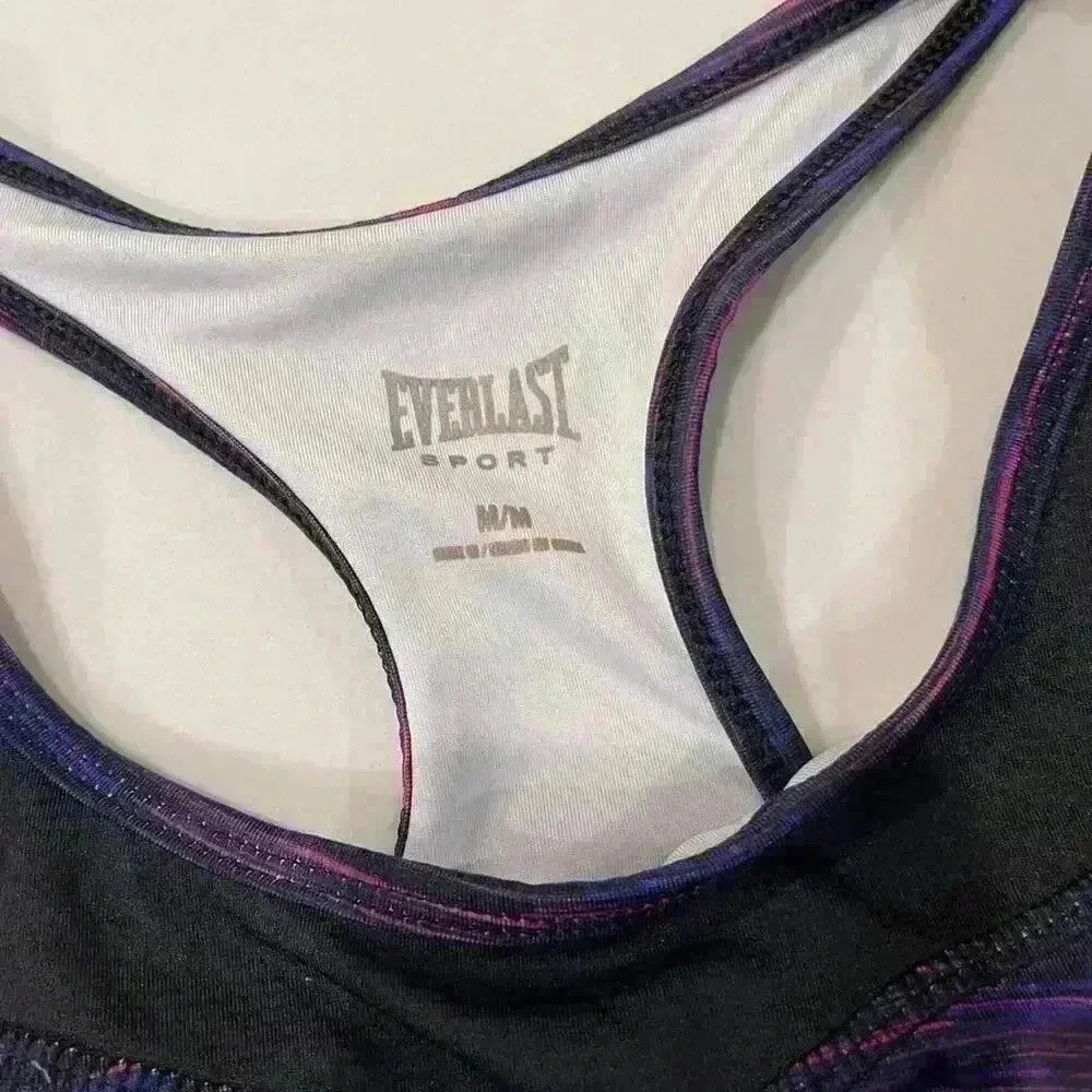 Everlast Sport Athletic Racerback Padded Purple/Black Sports Bra Women’s Medium - Image 3