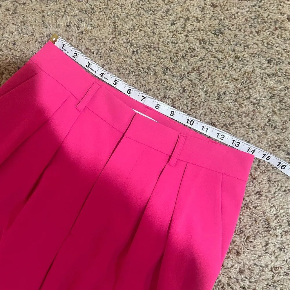 Alice + Olivia Size 6 Pompey Hot Pink Pleated Wide Leg Trousers Pants - Image 11