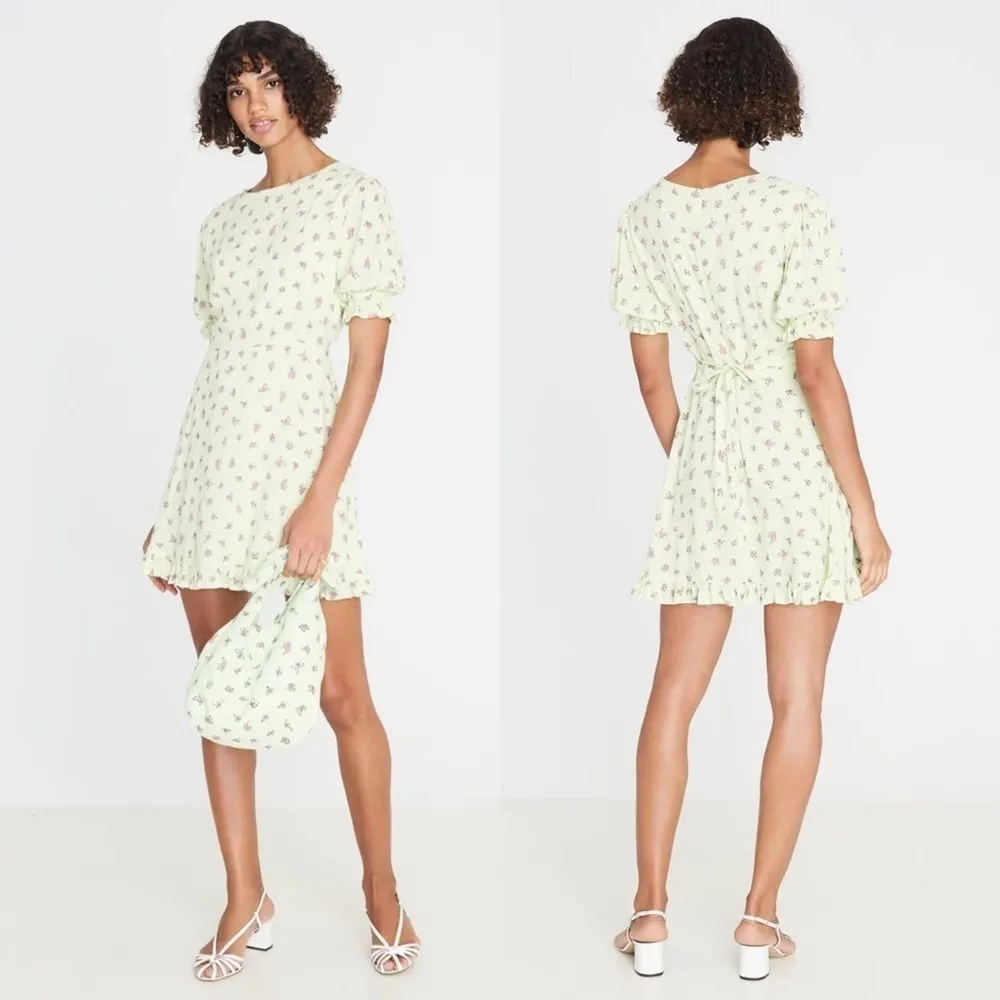 Faithfull the Brand Florence Mini Dress Luda Floral Print Lime - Image 2