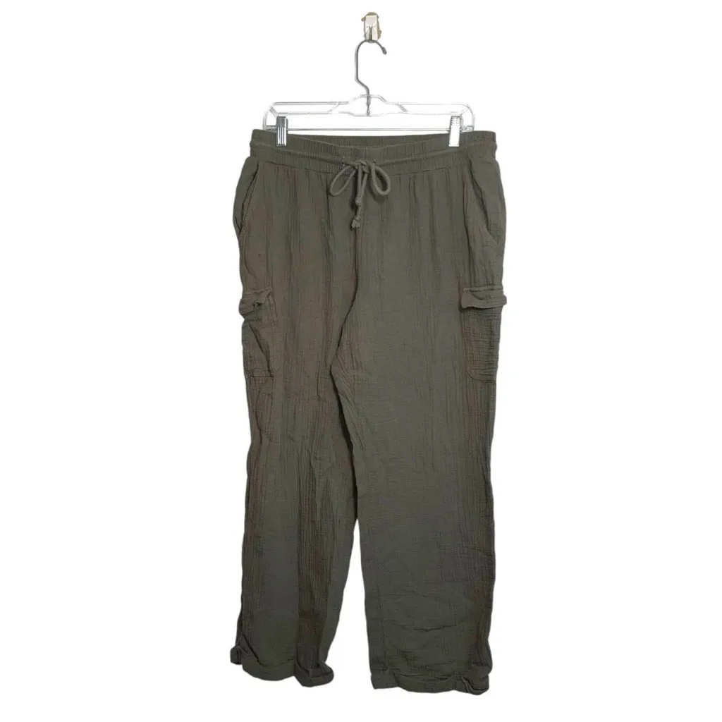 Maurices Olive Green Double Cloth High Rise Cargo Crop Pants - Image 2