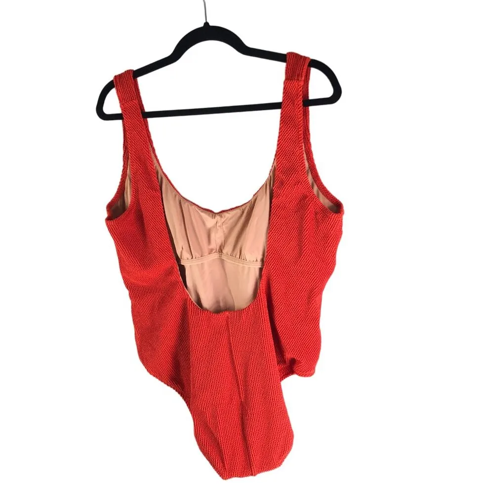 J.Crew Womens Scrunchie Classic Scoopneck One Piece Swimsuit Red 20 - Image 2