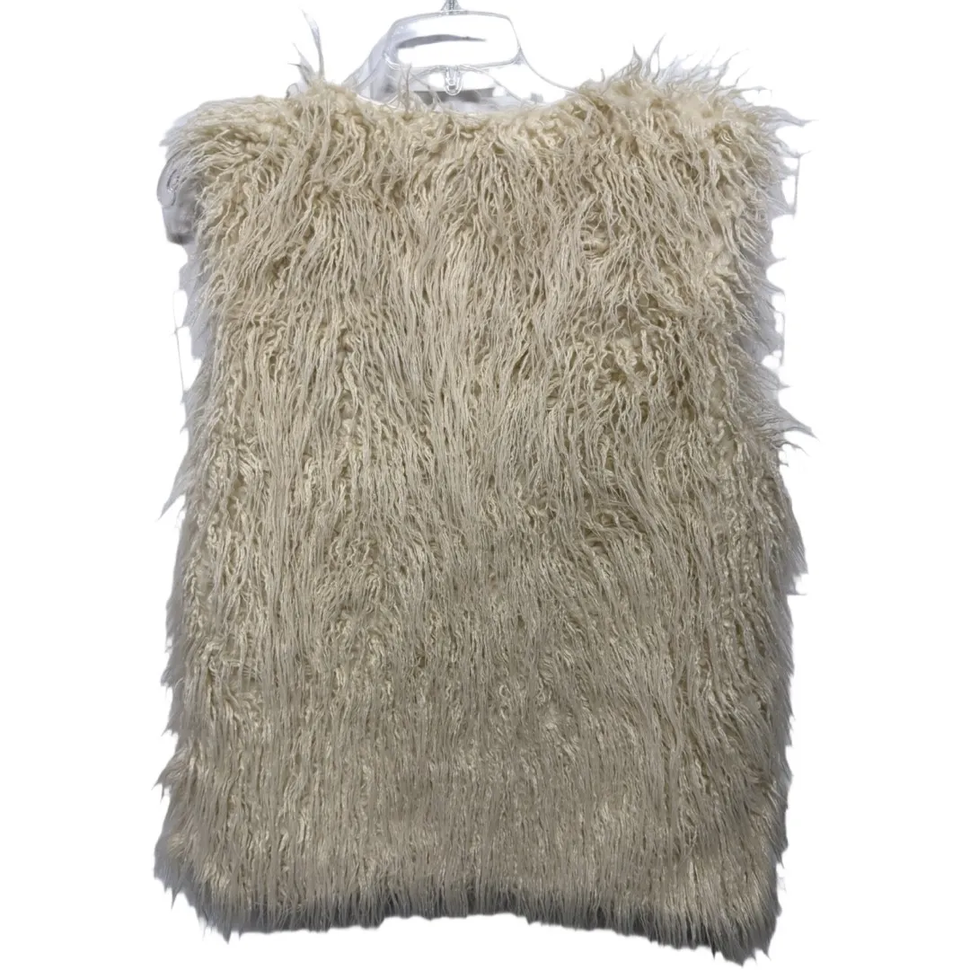 Dani Collection Cream Fringe Faux Fur Vest Size Large Boho Timeless Old Money - Image 4