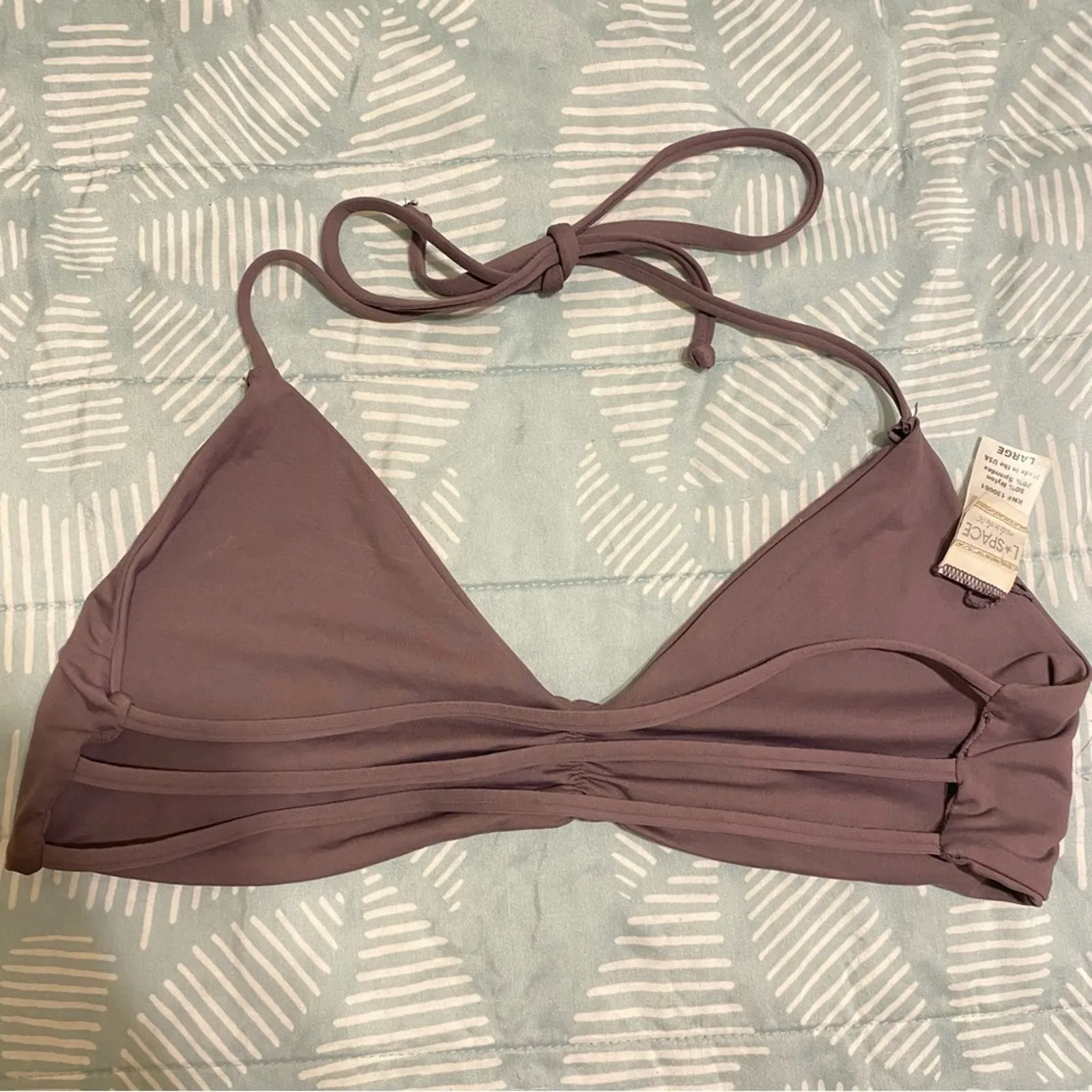 L*SPACE Bikini Bathing Suit Top In Pebble Brown Size Large - Image 4