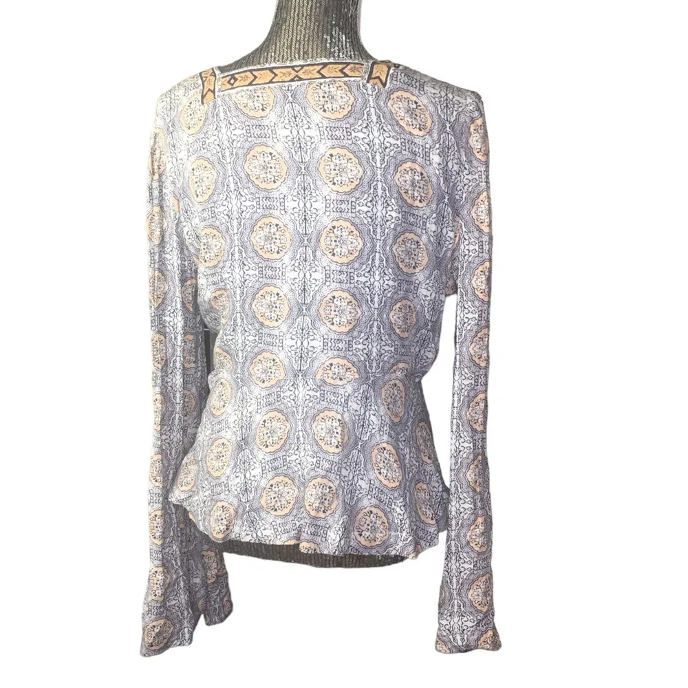 Free People Time of Your Life Blouse Ivory Combo Bell sleeves - Image 5