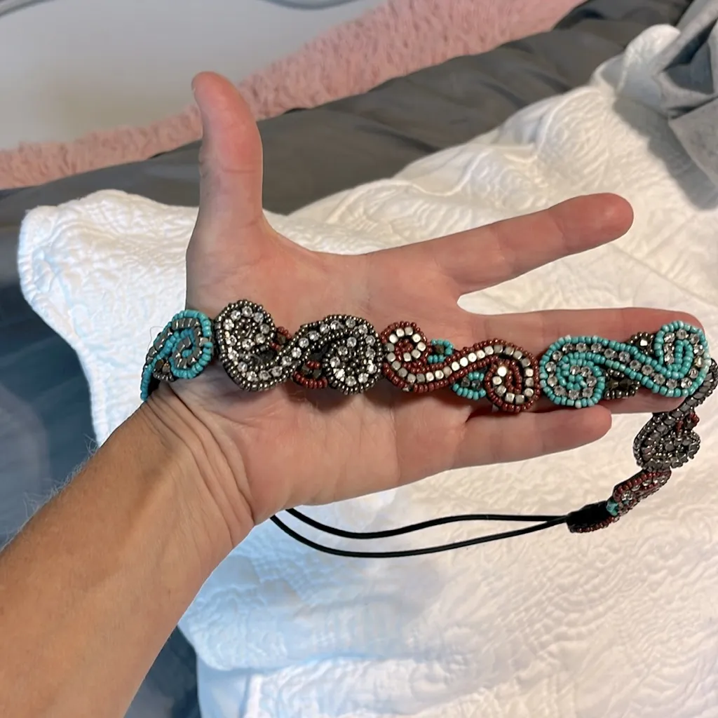 Beaded Head Hair Band Brown - Image 11