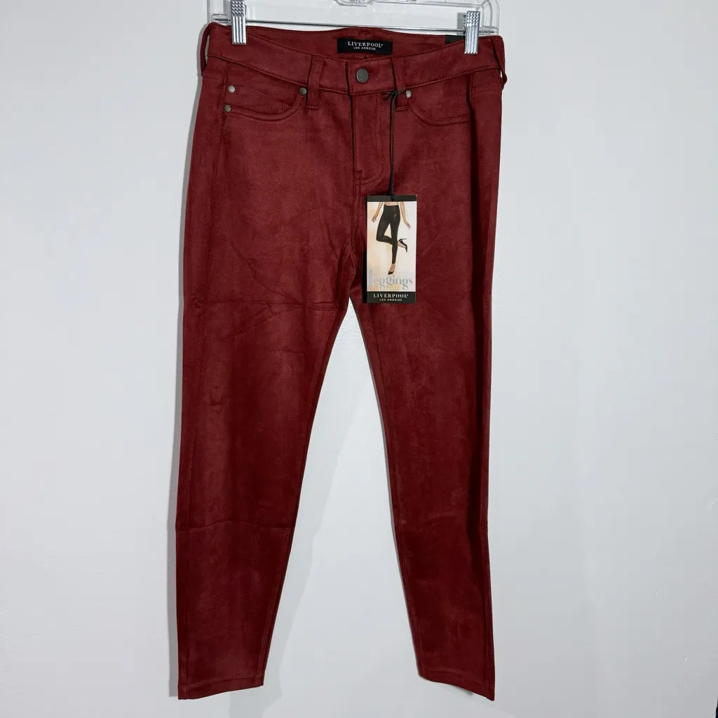 Stitch Fix Liverpool Madonna Skinny Suede Leggings‎ Deep Henna Size 4/27 Petite - Image 3
