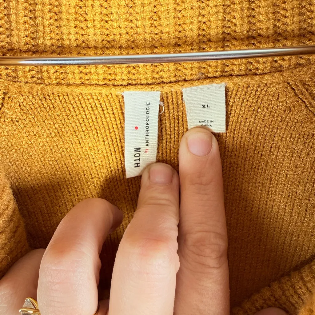 Anthropologie Moth Mustard Cowl Neck Knit Sweater Tunic - Image 6