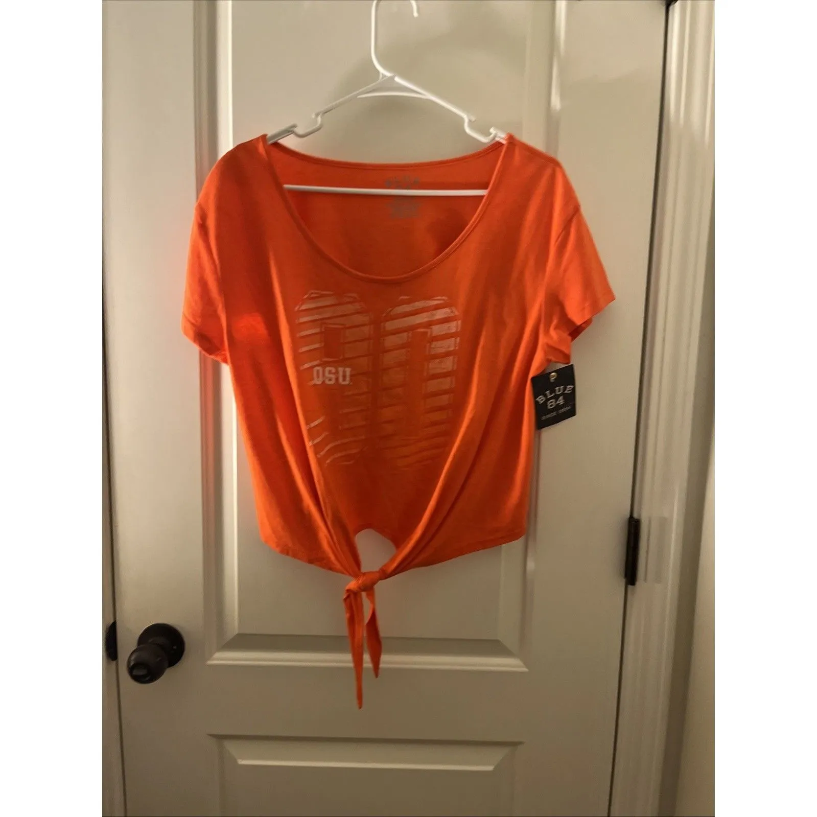 Oregon State University OSU 99 Cropped T-Shirt Bottom Tie Front Orange Women's M - Image 5