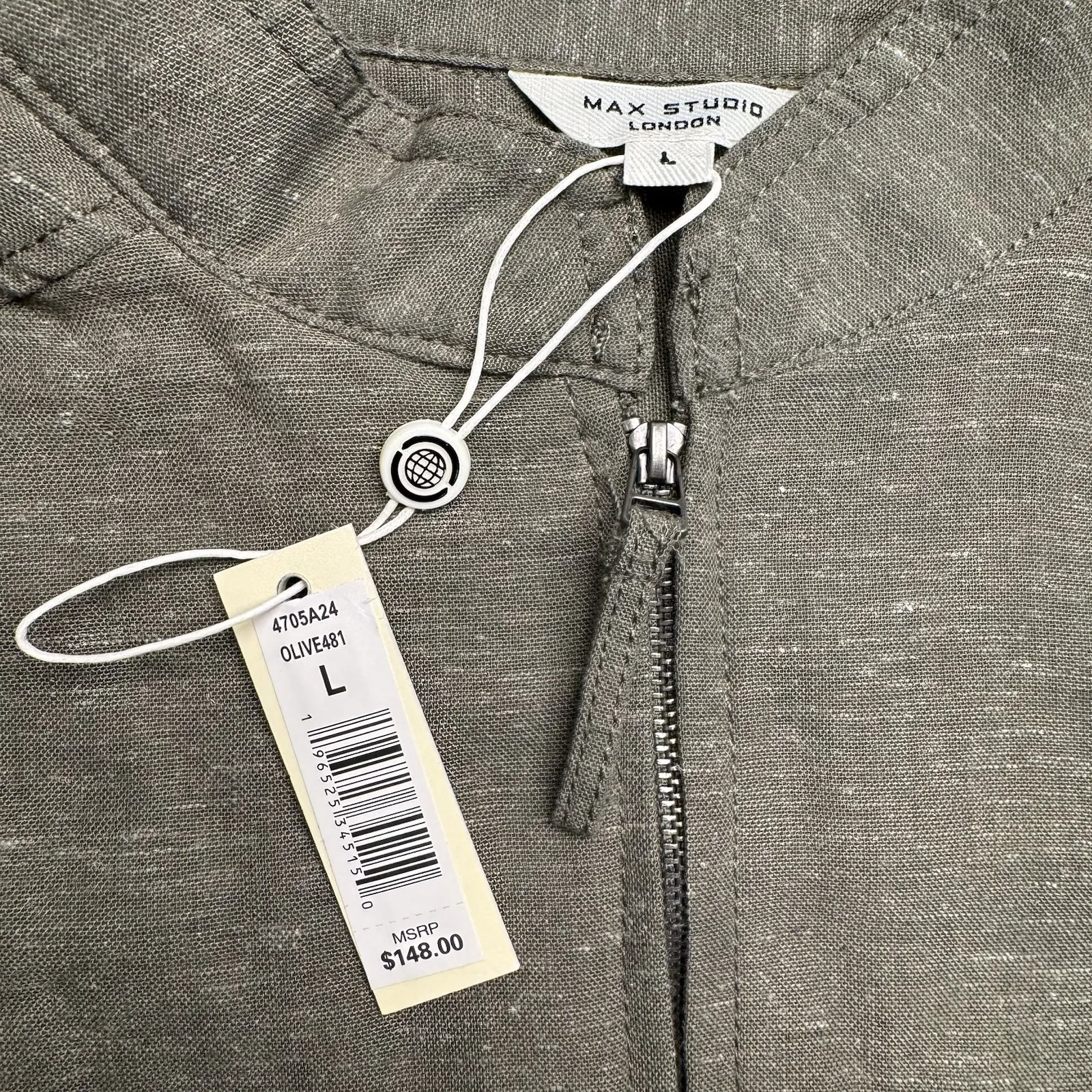 Max Studio Linen-Blend Jacket Women's Large New With Tags ($148‎ Retail) Olive - Image 6
