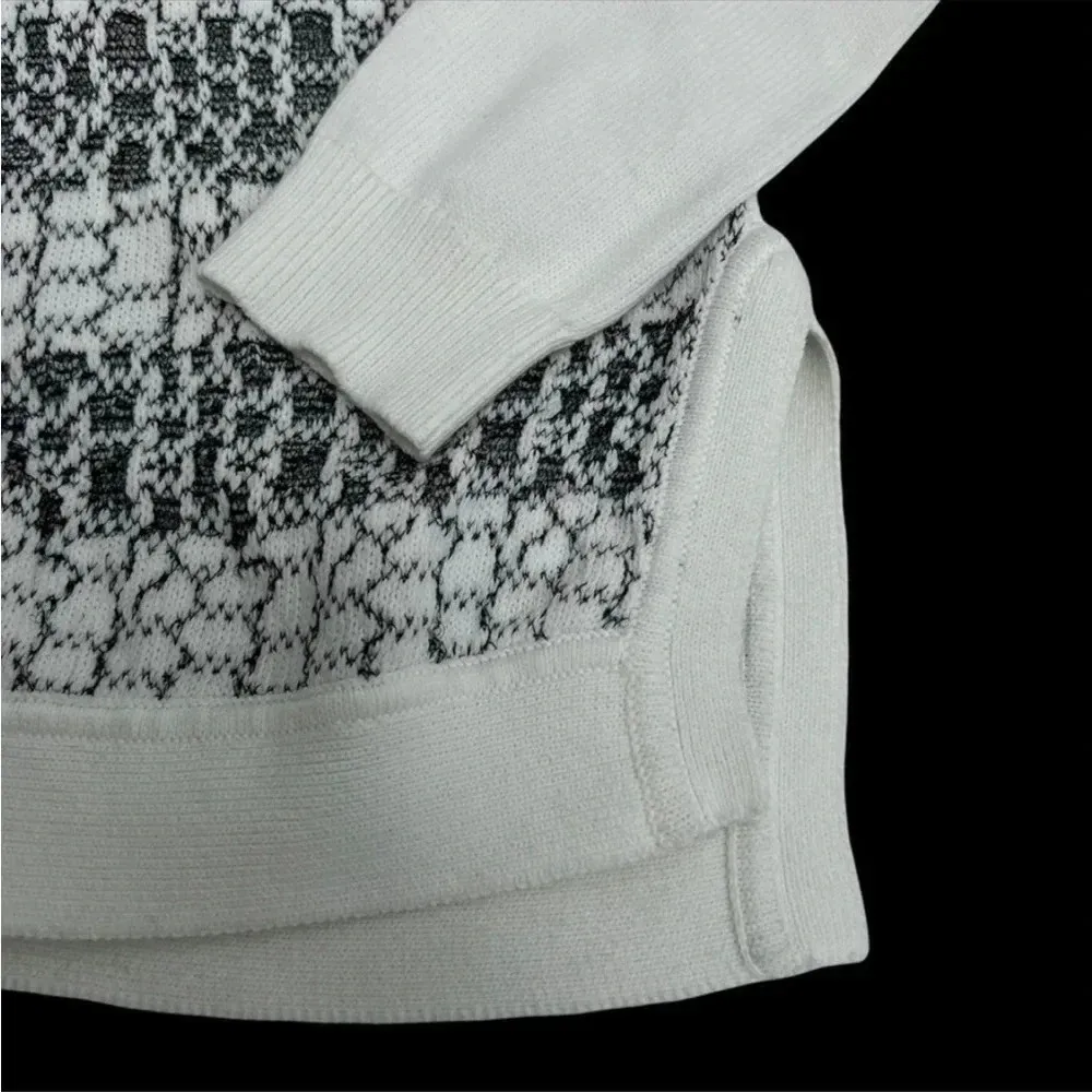 DEREK LAM 10 CROSBY Sweater Long Sleeve Gray White Striped Honeycomb Size S - Image 5