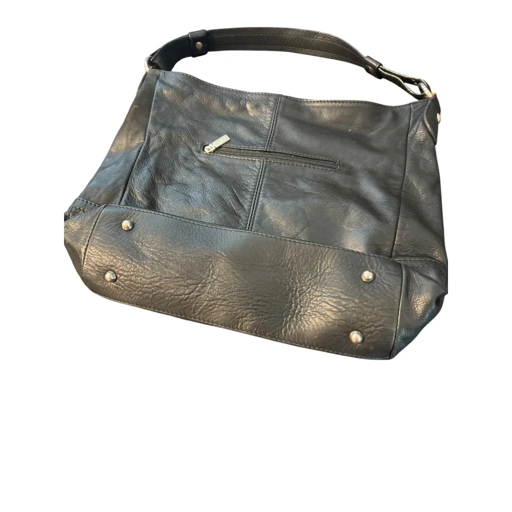 Black Leather Borse in Pelle Shoulder Crossbody Bag Italy Silver Tone Hardware - Image 4