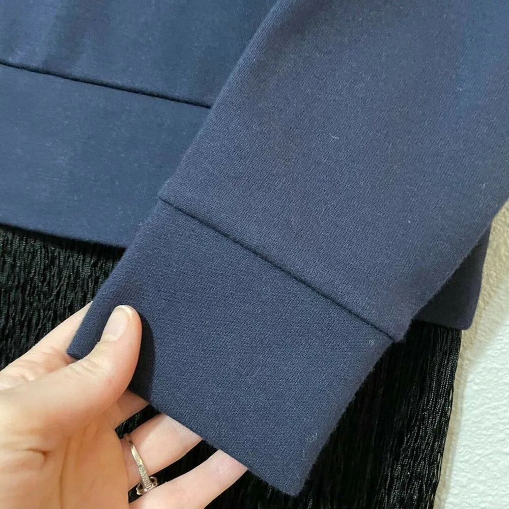 J. Crew Womens Blue Crewneck Long Sleeve Fringe Hem Pullover Sweatshirt Size XS - Image 5