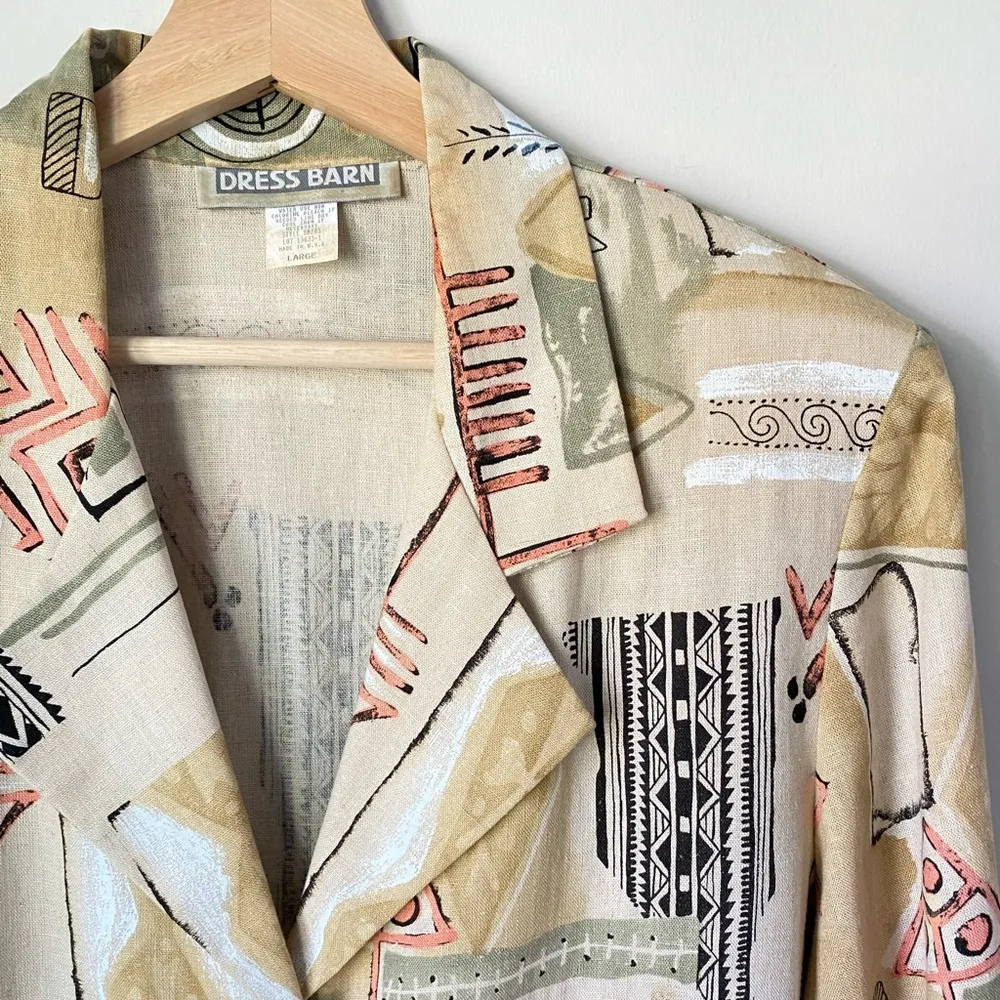 Dress Barn Abstract Design Linen Womans Blazer Size Large - Image 9