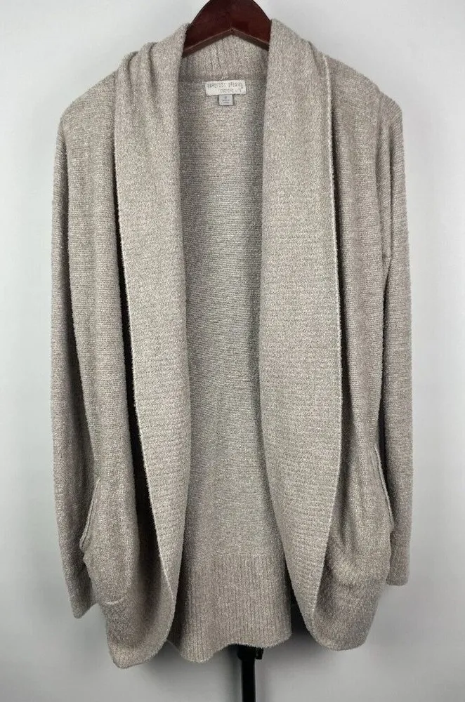 Barefoot Dreams Taupe 452 Cozychic Lite Knit Open Front Cardigan Sweater Sz M - Image 1