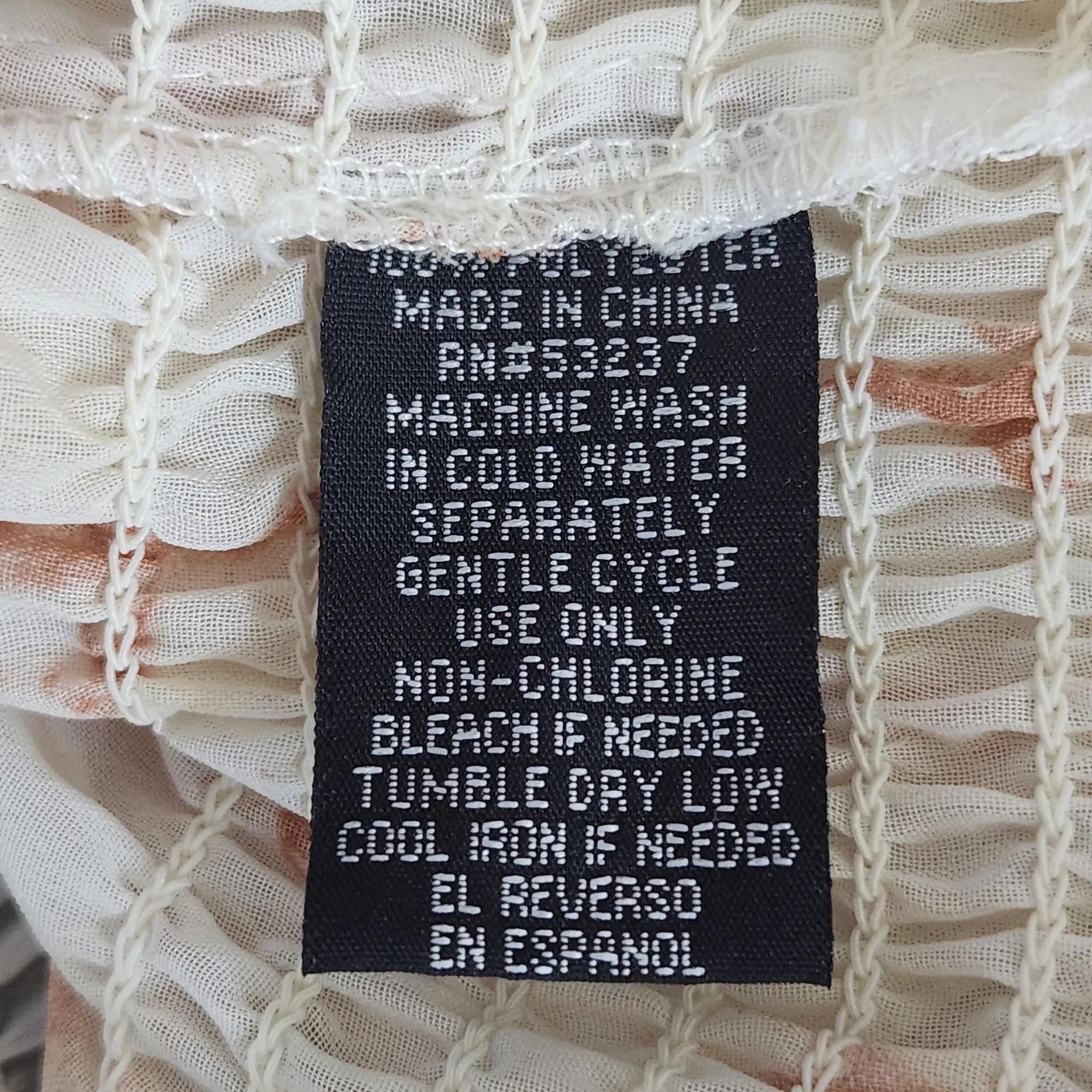 Unique Spectrum Sheer Floral Print Blouse with Smocked Waist NWT Size Medium - Image 8