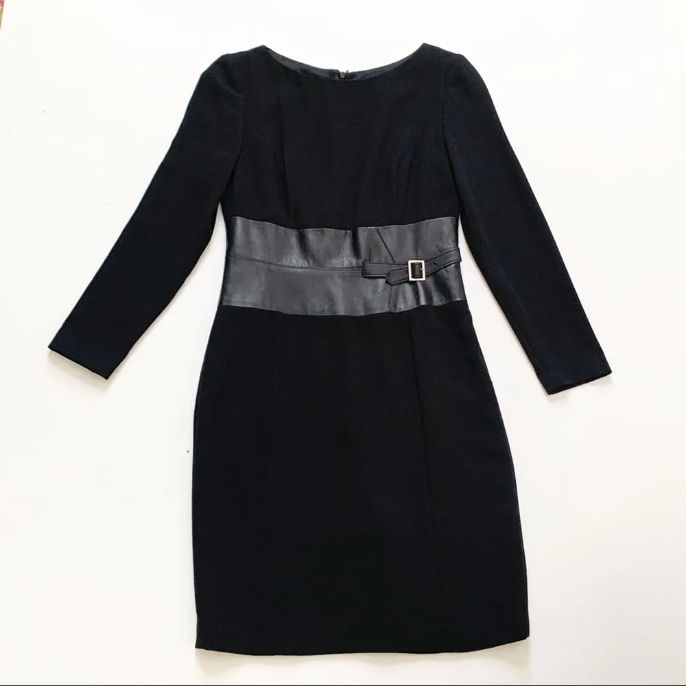 Shani Dress Black Long Sleeve Combo Leather Insert Waist Silver Buckle Size 6 - Image 12