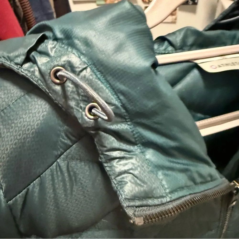 Athleta Goose Down Lightweight Puffer Parka Winter Jacket Coat Green‎ Small - Image 7